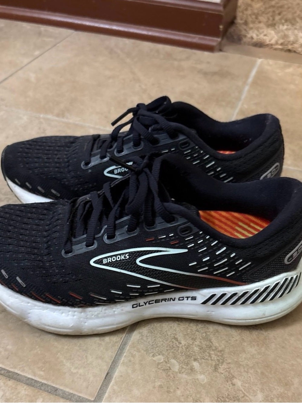 Brooks women’s  Athletic Running Shoes - Black with White and Orange Accents
